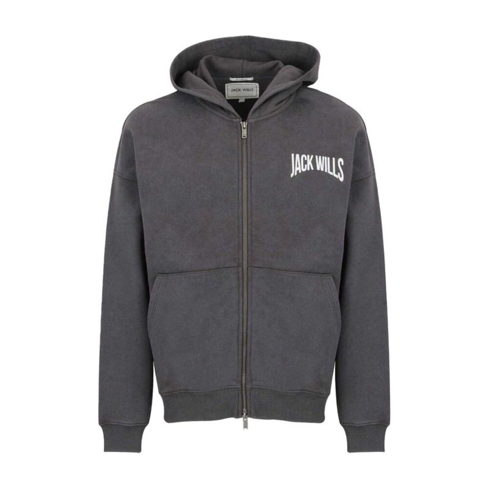 Jack Wills Mens Oversized Full Zip Hoodie / Forged Iron